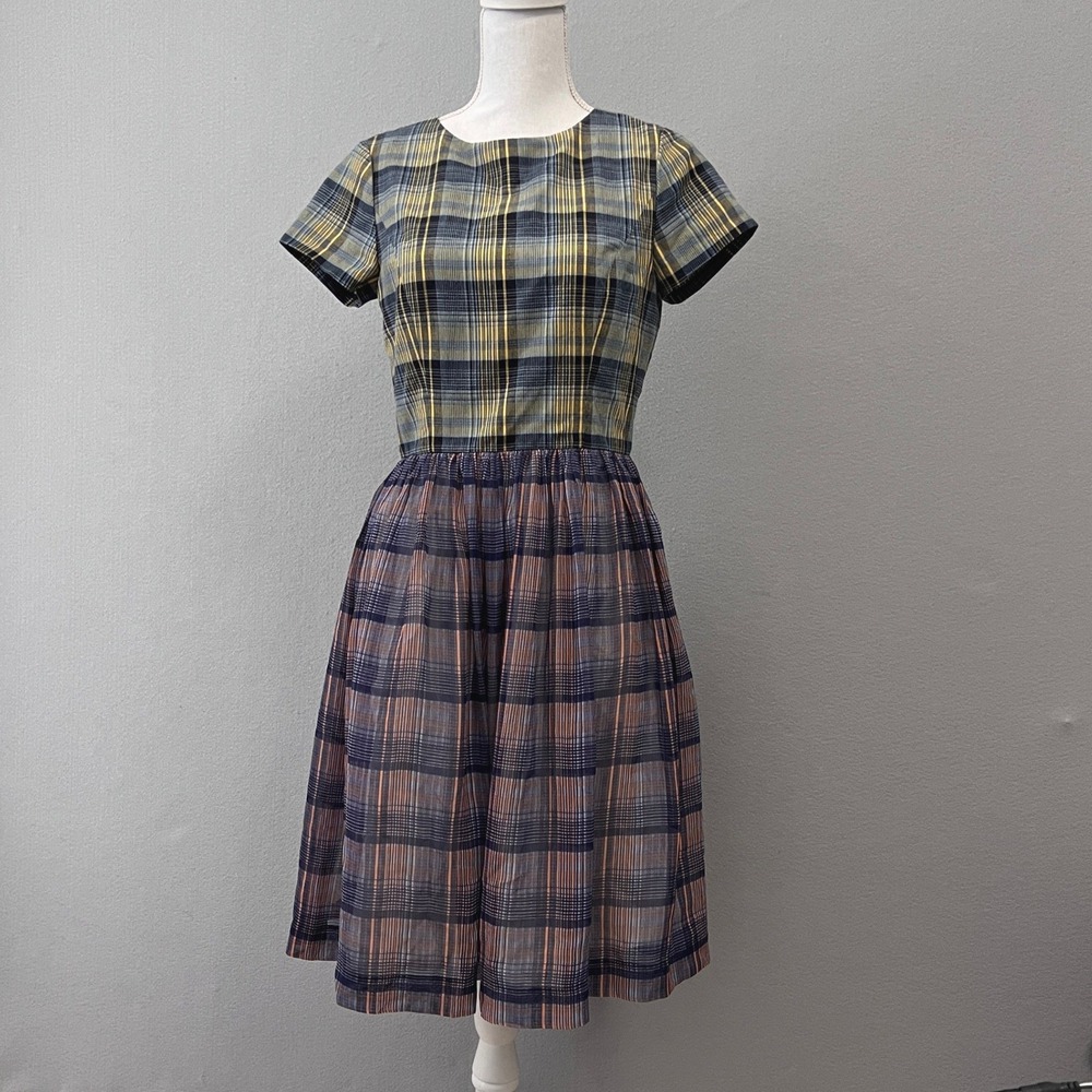 Brooks Brothers Black Fleece Thom Browne Dress Women's 6 BB2 Multi Plaid Pockets